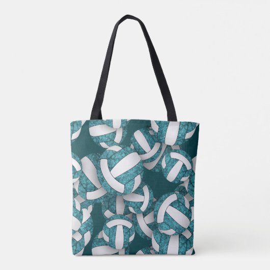 blauwgroen witte volleybal einde seizoen team gesc tote bag (Achterkant)
