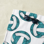 blauwgroen witte volleybal sportieve meisjes geper strandlaken (In situ)