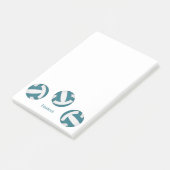Blauwgroen witte volleyballen atleet of coach naam post-it® notes (Schuin)