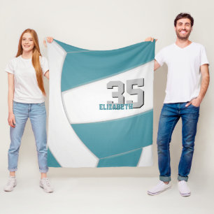 blauwgroen witte volleybalteamkleuren aangepaste n fleece deken