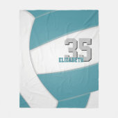 blauwgroen witte volleybalteamkleuren aangepaste n fleece deken (Voorkant)