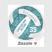 blauwgroen witte volleybalteamkleuren sticker (Vel)