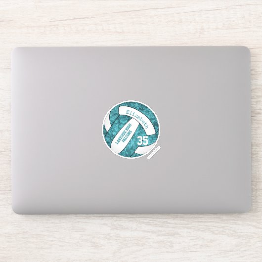 blauwgroen witte volleybalteamkleuren sticker (Computer)