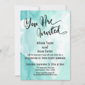 Blauwgroen witte Waterverf hart U bent uitgenodigd Kaart (Voorkant)