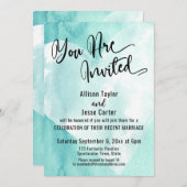 Blauwgroen witte Waterverf hart U bent uitgenodigd Kaart (Voorkant / Achterkant)