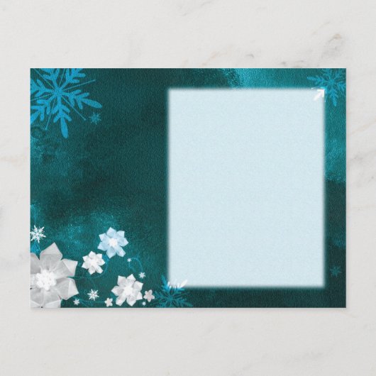 Blauwgroen witte winterbruiloft sparen de Datum Aankondigingskaart (Achterkant)