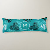 Blauwgroen witte Zebra Afdrukken Hoormonogram Lichaamskussen (Achterkant)