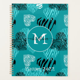 Blauwgroen witte Zebra Afdrukken Hoormonogram Planner