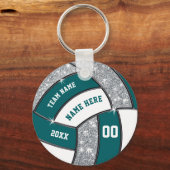 Blauwgroen, witte, zilver volleybalSleutelhangers Sleutelhanger (Achterkant)