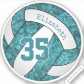 blauwgroen witvolleybal w meisjesnaam sticker (Voorkant)