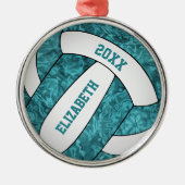 blauwgroen witvolleybalsportief metalen ornament (Voorkant)