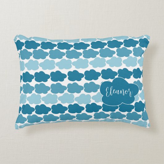 Blauwgroen wolken voor meisje of jongen accent kussen (Voorkant)