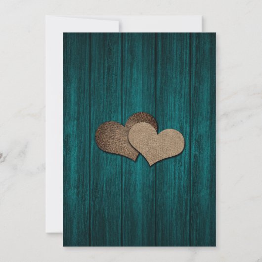 Blauwgroen Wood String Lights Country Barn Wedding Kaart (Achterkant)