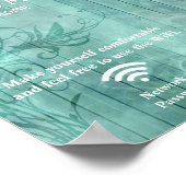 Blauwgroen Wood Vourish Shadows Guest Wifi Passwor Poster (Hoek)