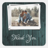 Blauwgroen Wooden Foto Hartelijk dank Stickers (Voorkant)