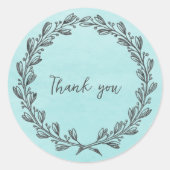 Blauwgroen Wreater Dank u Klassieke Ronde Sticker (Voorkant)