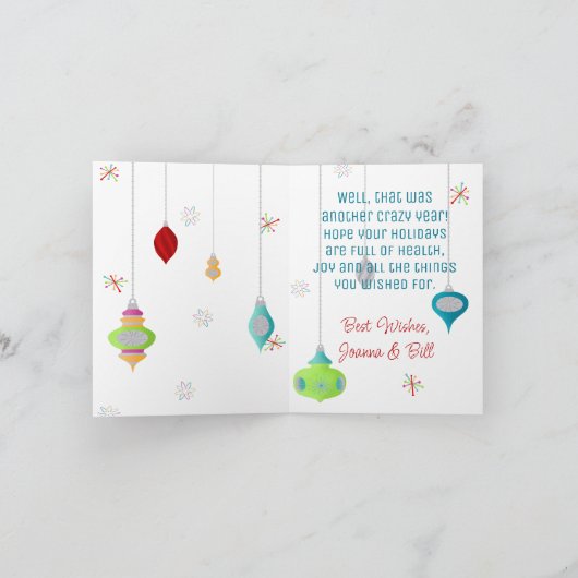 Blauwgroen Wreator Retro Kerstmis Kaart (Binnen)