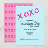 Blauwgroen XOXO roze Valentijnse dans Dindans Part Kaart (Voorkant / Achterkant)