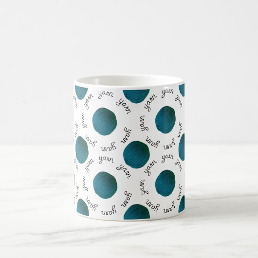 Blauwgroen Yarn Ball Typography Handmade Crafts Koffiemok (Center)
