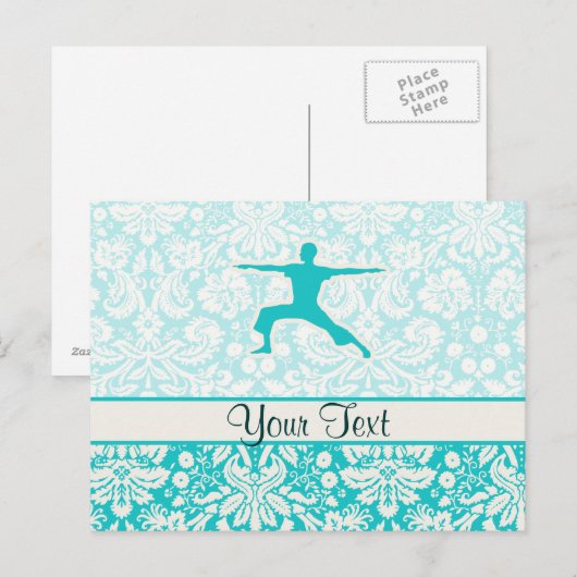 Blauwgroen Yoga Briefkaart (Voorkant / Achterkant)