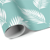 Blauwgroen, zacht, wit naaldenpatroon cadeaupapier (Rol Hoek)