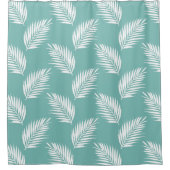 Blauwgroen, zacht, wit naaldenpatroon douchegordijn (Voorkant)