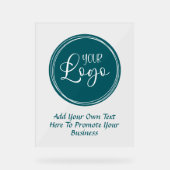 Blauwgroen zakelijke Logo met Promo-tekst Acryl Bord (Voorkant)