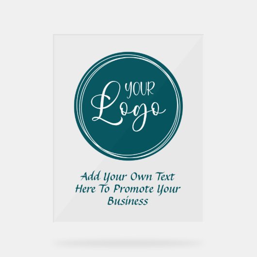 Blauwgroen zakelijke Logo met Promo-tekst Acryl Bord (Voorkant)