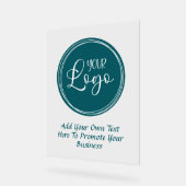 Blauwgroen zakelijke Logo met Promo-tekst Acryl Bord (Hoek)