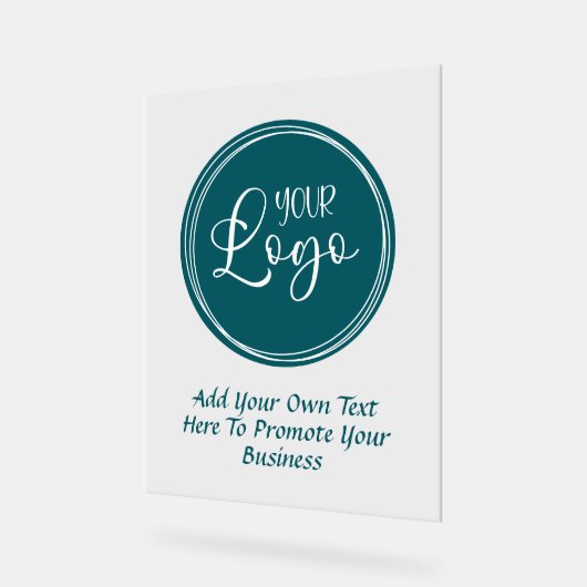 Blauwgroen zakelijke Logo met Promo-tekst Acryl Bord (Hoek)