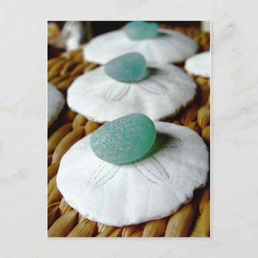 Blauwgroen zand Zee Briefkaart (Voorkant)