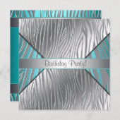 Blauwgroen Zebra Een willekeurig nummer Brithday I Kaart (Voorkant / Achterkant)