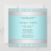 Blauwgroen Zebra Elegante 15e verjaardagsuitnodigi Kaart (Achterkant)