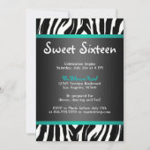 Blauwgroen Zebra - Foto - Sweet 16 Uitnodiging (Achterkant)