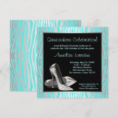 Blauwgroen Zebra High Heels Quinceanera 15e Partij Kaart (Voorkant / Achterkant)