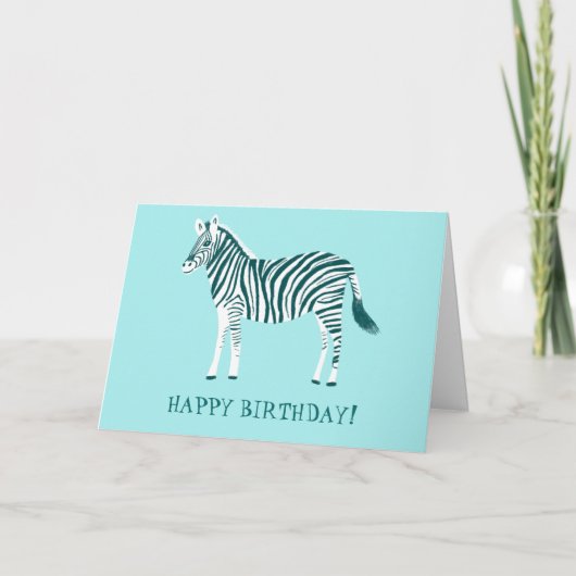 BLAUWGROEN ZEBRA KUNNEN OP DE BIRTHDAAG WORDEN GEH KAART (Voorkant)