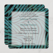 Blauwgroen Zebra Print Bruiloft Kaart (Voorkant / Achterkant)
