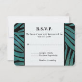 Blauwgroen Zebra Print Bruiloft RSVP (Voorkant)