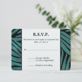 Blauwgroen Zebra Print Bruiloft RSVP (Staand voorkant)