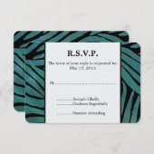 Blauwgroen Zebra Print Bruiloft RSVP (Voorkant / Achterkant)