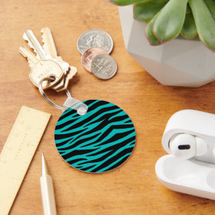 Blauwgroen Zebra Sleutelhanger