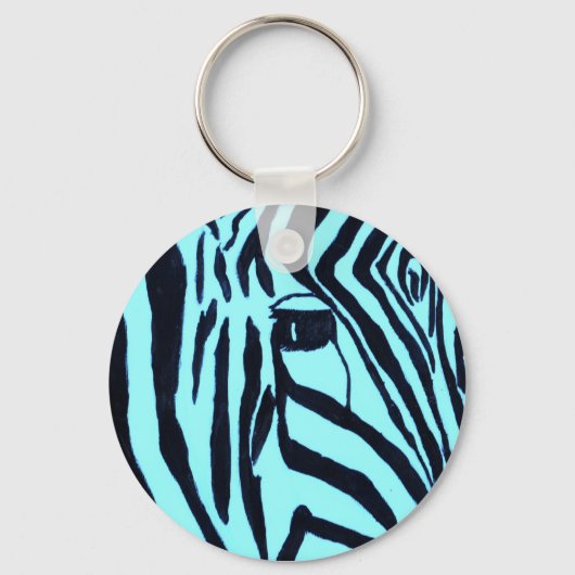 Blauwgroen Zebra Sleutelhanger (Voorkant)
