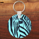 Blauwgroen Zebra Sleutelhanger (Voorkant)