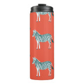 Blauwgroen Zebra Stripes — Dierafdrukken Thermosbeker (Voorkant)