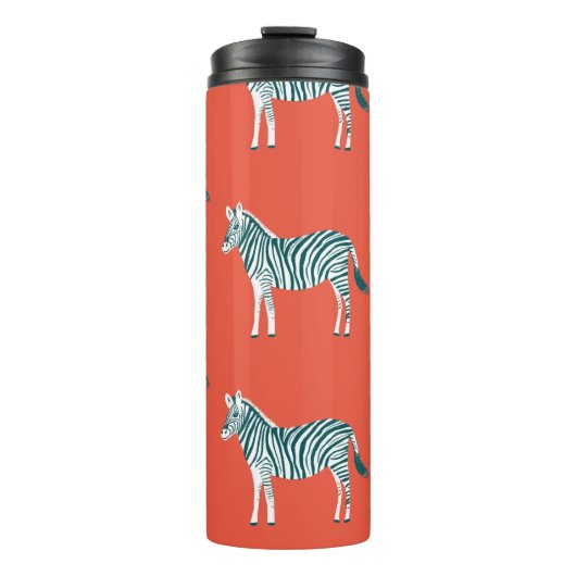 Blauwgroen Zebra Stripes — Dierafdrukken Thermosbeker (Voorkant)