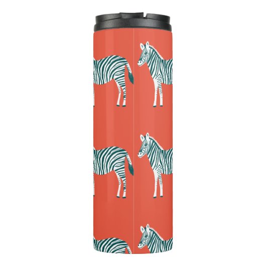 Blauwgroen Zebra Stripes — Dierafdrukken Thermosbeker (Achterkant)