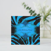 Blauwgroen Zebra vrouwen 21e verjaardagsfeest Kaart (Staand voorkant)
