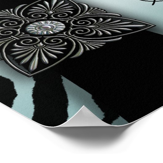 Blauwgroen Zebra zweet-zestienpartijenbanner Poster (Hoek)