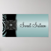 Blauwgroen Zebra zweet-zestienpartijenbanner Poster (Voorkant)