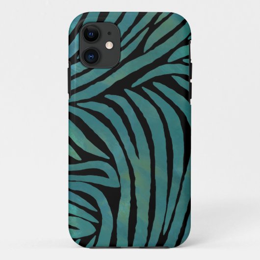 Blauwgroen zebraprint Case-Mate iPhone case (Achterkant)